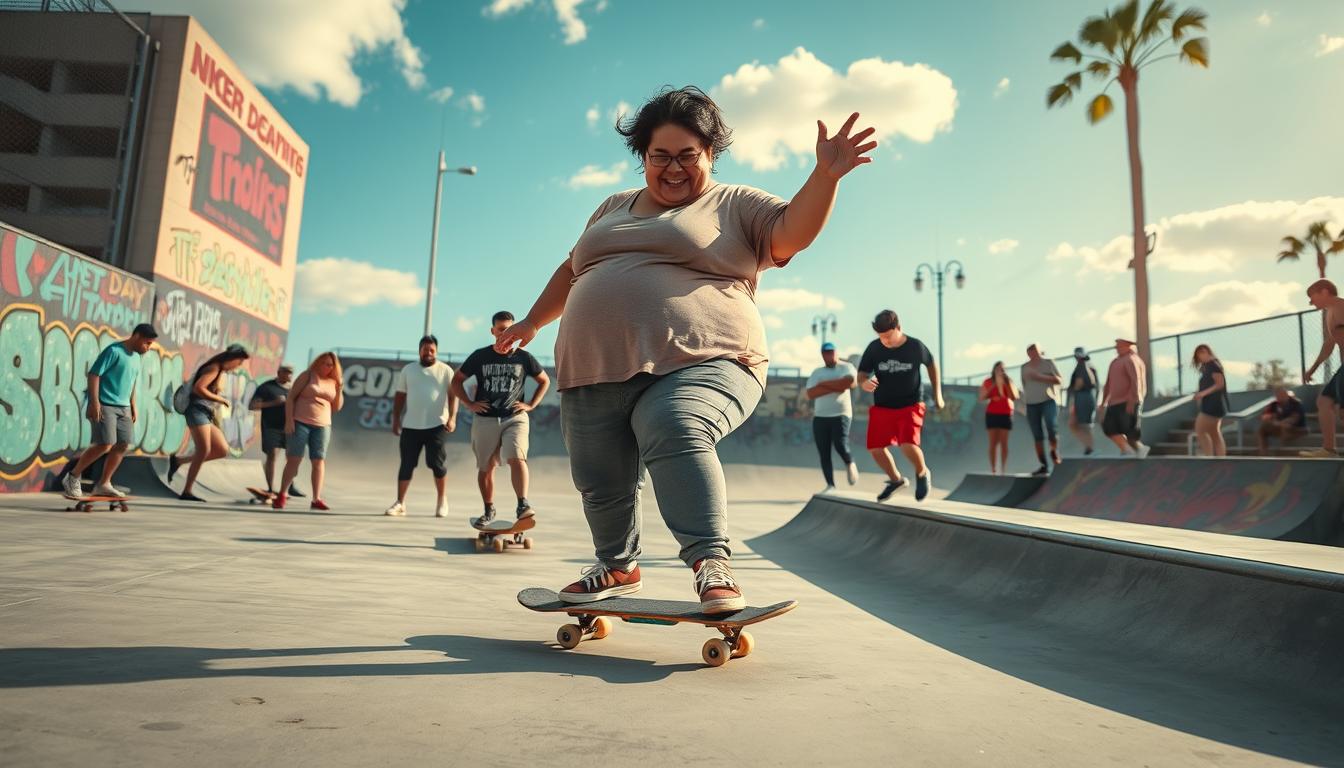 overweight skateboarding