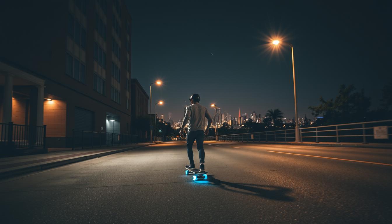 skateboarding at night