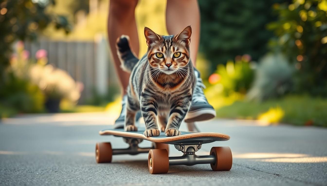 how to train a cat to skateboard