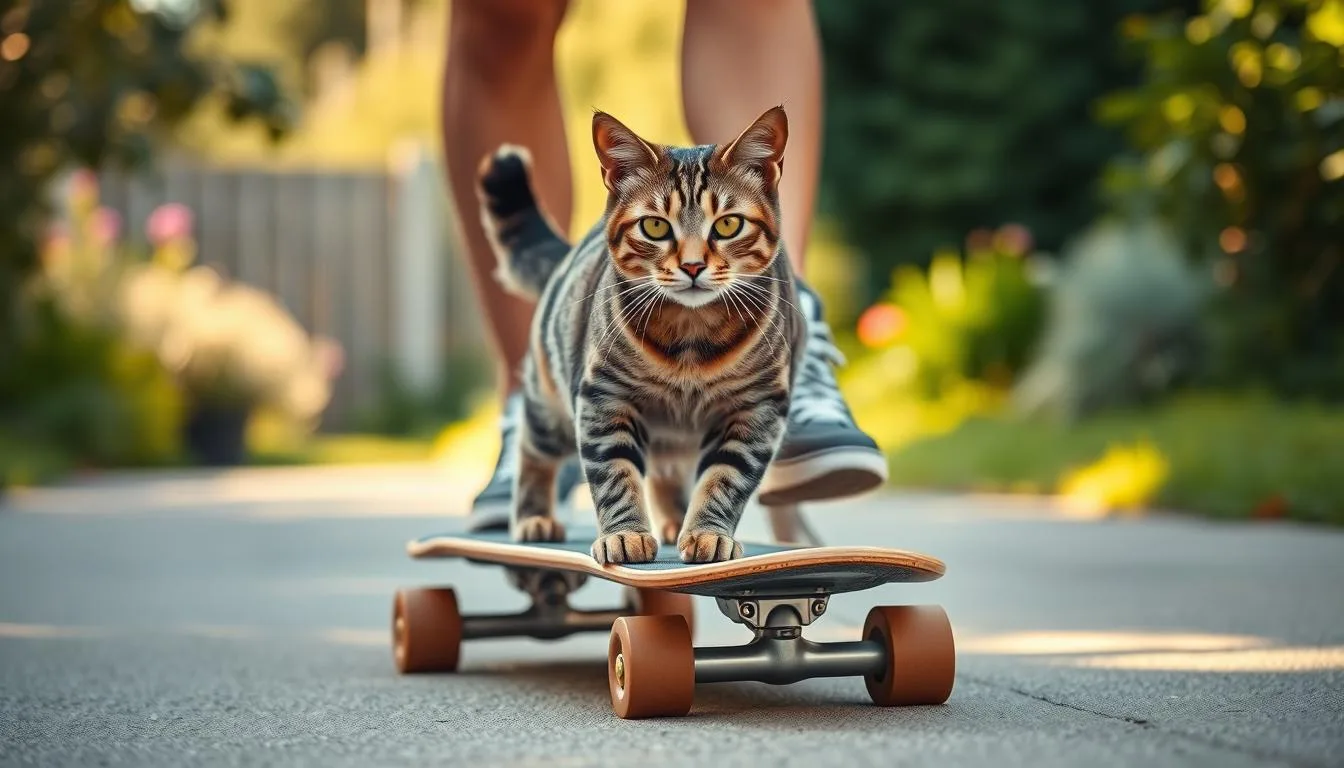 how to train a cat to skateboard